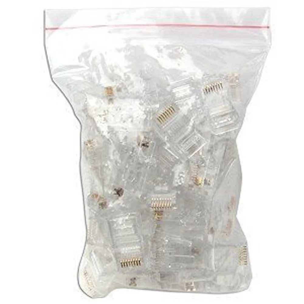 High Quality 100PCS Crystal RJ45 Pack Plug Cat5 Rj-45 CAT5 Modular Plug Lan Network Connector Networking Adapter