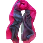 Howmay silk scarf chiffon 100% pure silk shawl gradient hand paint for women transparent lightweight scarf