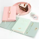 2018 new hot custom best gift crafted diaries leather pocket notebook with pen holder card holedr for female student