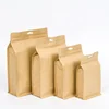 bottom spread top punched hole inside PE plating brown kraft paper package bag