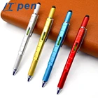 5 in 1 metal multi function tool pen tablet stylus pen with spirit level, ruler, screw