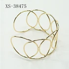 Fashion Alloy Metal Gold Hollow Hoop Open Cuff Wide Bracelet Bangle