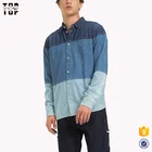 Fancy design denim dropped shoulder shirt with pointed collar for men