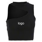 2019 OEM cheap women's fashion crew neck sleeveless knit simple design crop top