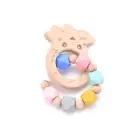 Silicone beads wooden teething toy baby teether toy