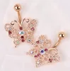 Top Quality Dangle Belly Button Ring 14G Rose Gold belly bar Body Jewelry Butterfly Navel Piercing For Sexy Women Luxury bijoux