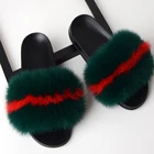 Fur slippers fox fur shoes autumn and winter slippery home Slippers for women