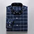 Men comfortable fashion spring autumn oxford plaids long sleeve cotton quality casual shirts