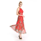 2019 Korean long model women red dress casual dresses women chiffon dress