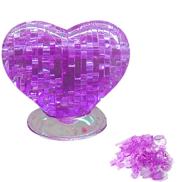 V1NF 3D Crystal Furnish Heart Jigsaw Puzzle IQ Gadget Educational + decoration Purle EMS DHL Free Shipping Mail