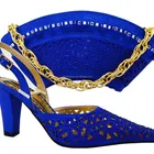 2018 Fashion Evening Shoes With Matching Bags Blue Ladies Dress Shoes