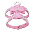 Colored Bling Leather Stock Qualified Pet Product Hot Seller Dog Harness with Bowtie