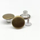 14mm plain metal shank button with anti brass color top brass bottom steel material