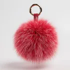 fluffy fur bag charm real fox fur ball keychain fox fur pom hat