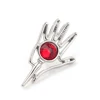 Red crystal gemstone palm brooch silver rose gold alloy jewelry lady brooch