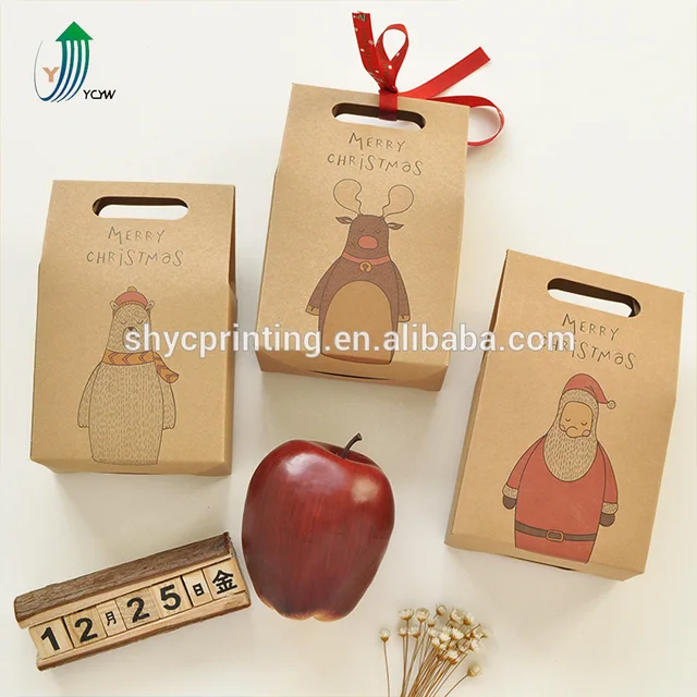 wholesale personal design kraft paper christmas apple gift bags