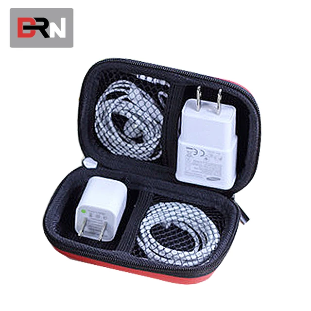waterproof hard shell eva zip phone charger case