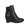 Silky Urban Leather Wedge Black Rabbit Fur Lining Rubber Sole Women Casual Chelsea Ankle Boots