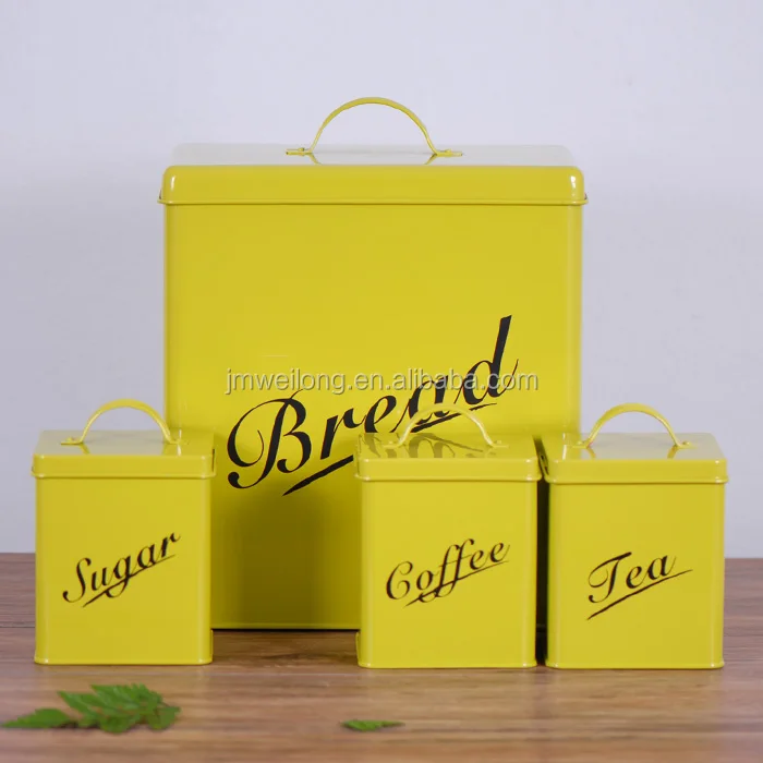 yellow tea coffee sugar jars