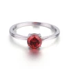 Fashion jewelry 925 silver garnet round cubic zirconia ring for gift