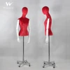 New style adjustable red cotton covered upper half Body Form mannequin torso with wooden arms silver chrome claw base on sale