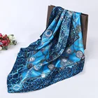 factory china digital printed leopard polyester satin square scarf ,imitated silk satin arab hijab scarf bandana for ladies