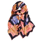 New fashion pantone color orange silk scarf digital print custom design