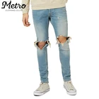 wholesale light blue new style jeans pent ripped skinny jeans for men