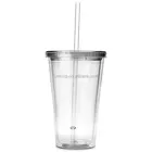 16OZ Double Wall Plastic Cups - BPA Free Plastic Tumblers with Lid and Straw