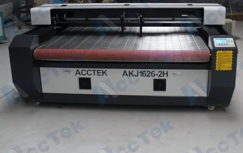 AKJ1626 Acctek CE/FDA cloth fabric laser cutting machine 1626/ with conveyor device CO2 laser cutting plotter
