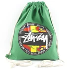 Custom plain safety style cotton canvas gym drawstring sport backpack bags with reflective material