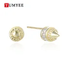 Fashion Korean Stud Cubic Zirconia Sterling Silver Stud Gold Filled Ethnic Earrings For Women