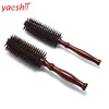 Yaeshii 1 pcs antistatic DIY boar bristle compact hair curl brush salon wooden round hairdressing hairbrush