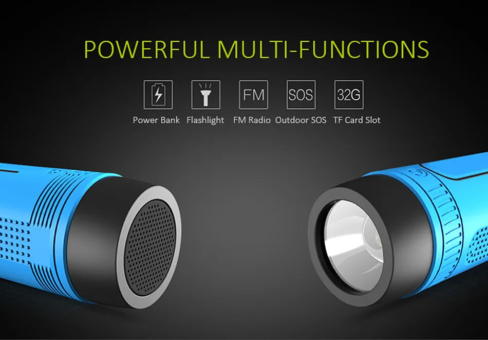 ZEALOT S1 Cycling Stereo Blue tooth Speaker Wireless Column Subwoofer LED Flashlight FM Radio 4000mAh Battery TF Card Play - ANKUX.COM