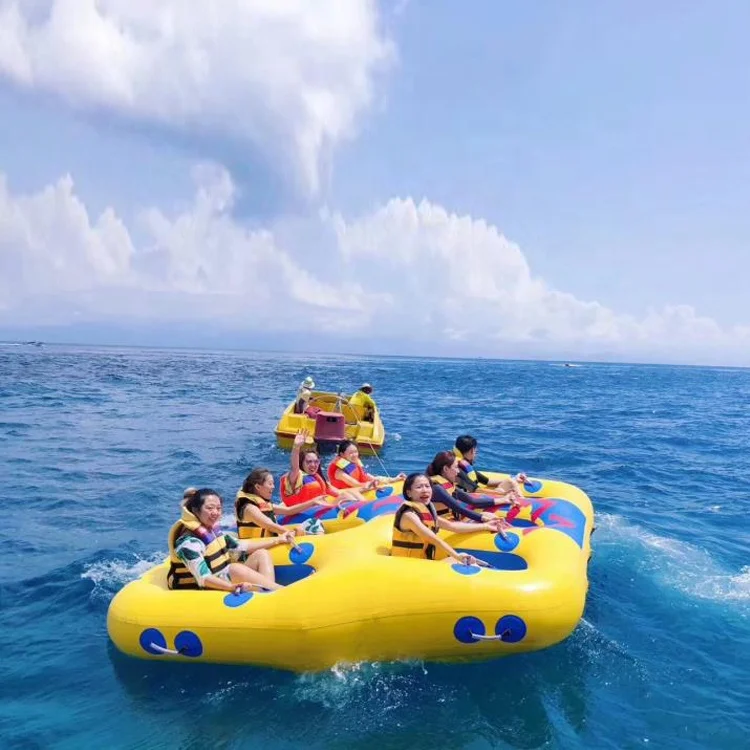 7 kişi Şişme Su Yüzen Çekilebilir Oyuncaklar Tüp Skie Tekne/Donut Tekne Binmek/Sinek Tüpü Su Sporları için oyunları