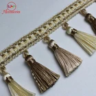 Hot sale 7cm polyester decorative braided fringe tassel trim with high quality