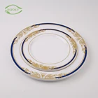 wholesale cutlery set round gold disposable plastic plates with hot stamping 50 10.25" plates and 50 7.5" plates