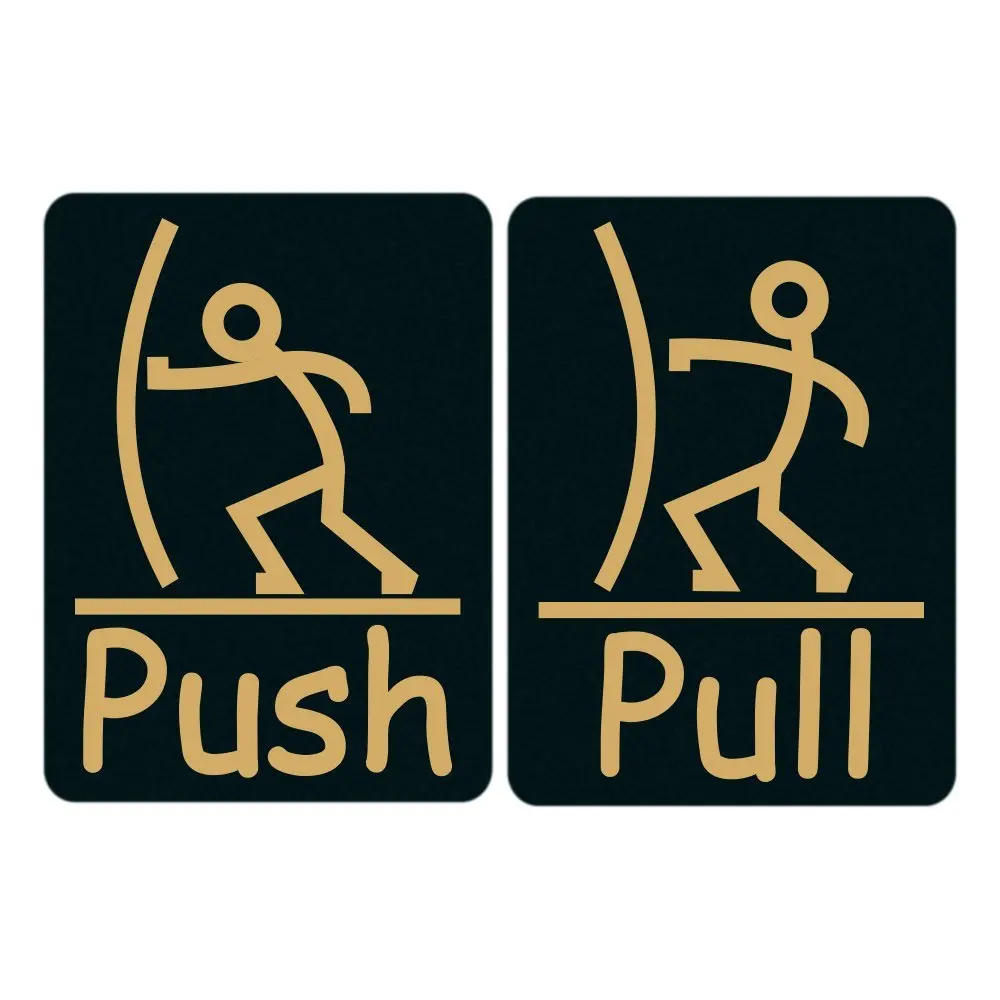 fun push pull door sign (black-gold)