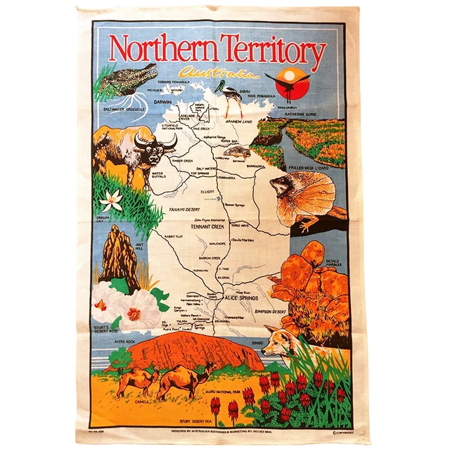 souvenir vintage tea towel northern teritory australia