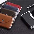 Leather Rfid Wallet Aluminum 2018 New Style Slim Wallet RFID Blocking Front Pocket Aluminum And Leather Wallet