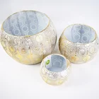 Wholesale Set Metal Iron White Gold Round Modern Custom Home Small flower plant pot