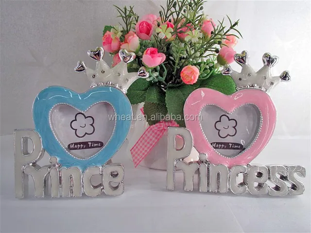 baby shower favors prince and princess resin photo frame