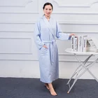 Higher Quality Cotton Robe Blue Jacquard Night Wear For Ladies
