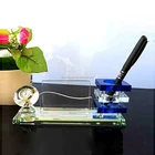 Cristal Office Sets/ Crystal Desktop Pen Holder and Table Clock and Card Holder/Triad suit