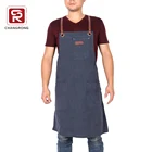 OEM Customize utility crossover leather straps mens tool work carpenter canvas woodworking apron with pockets