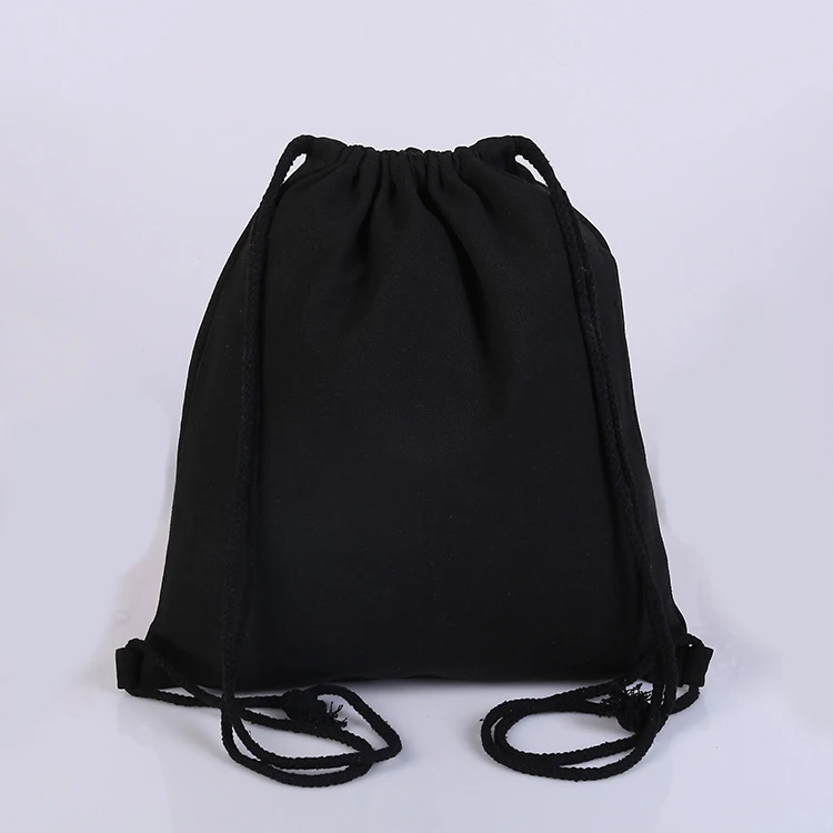 factory price black cotton canvas drawstring bag
