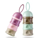 Colorful Infant Food Storage Box 3 Compartment Baby Milk Powder Dispenser