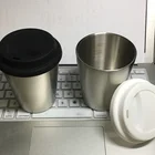 stainless steel double walled coffee cup insulated mug tumbler 9oz hot drink tumbler cup with silicone rubber lid cover