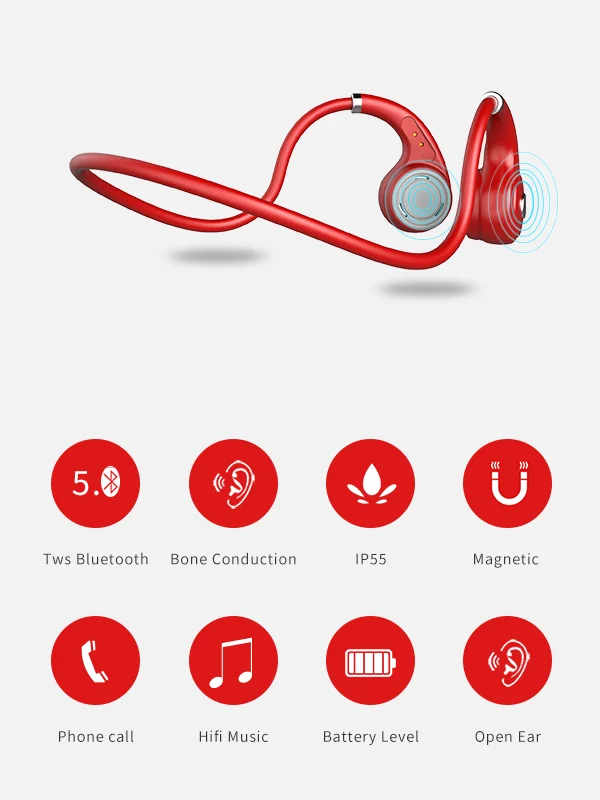Bone Conduction Sports Handsfree Mobile Stereo True Wireless Bluetooth Ear piece Headset Earphones - ANKUX.COM