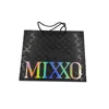Black large paper bag spot UV emboss and hologram finishing with cotton handle